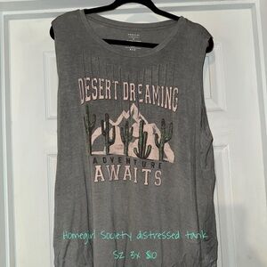 Gray Sleeveless Muscle Tee with Desert Graphic